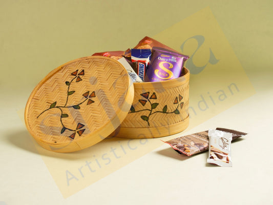Hand Painted Bamboo Round Box