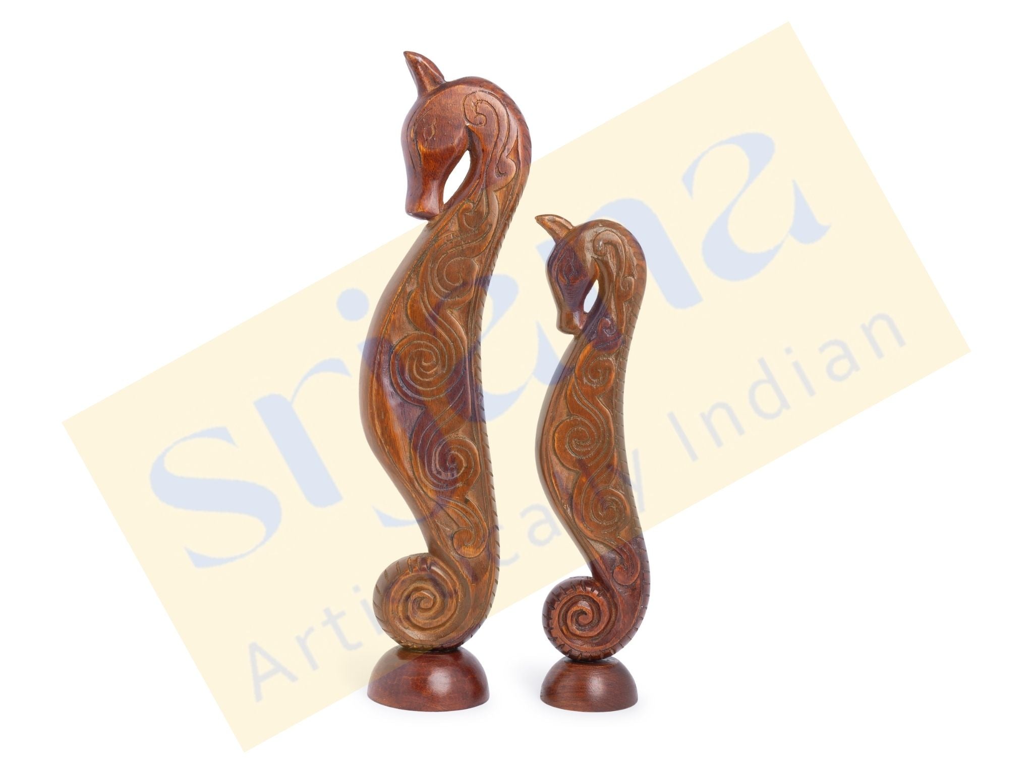 Mango Wood Seahorse Décor Pair