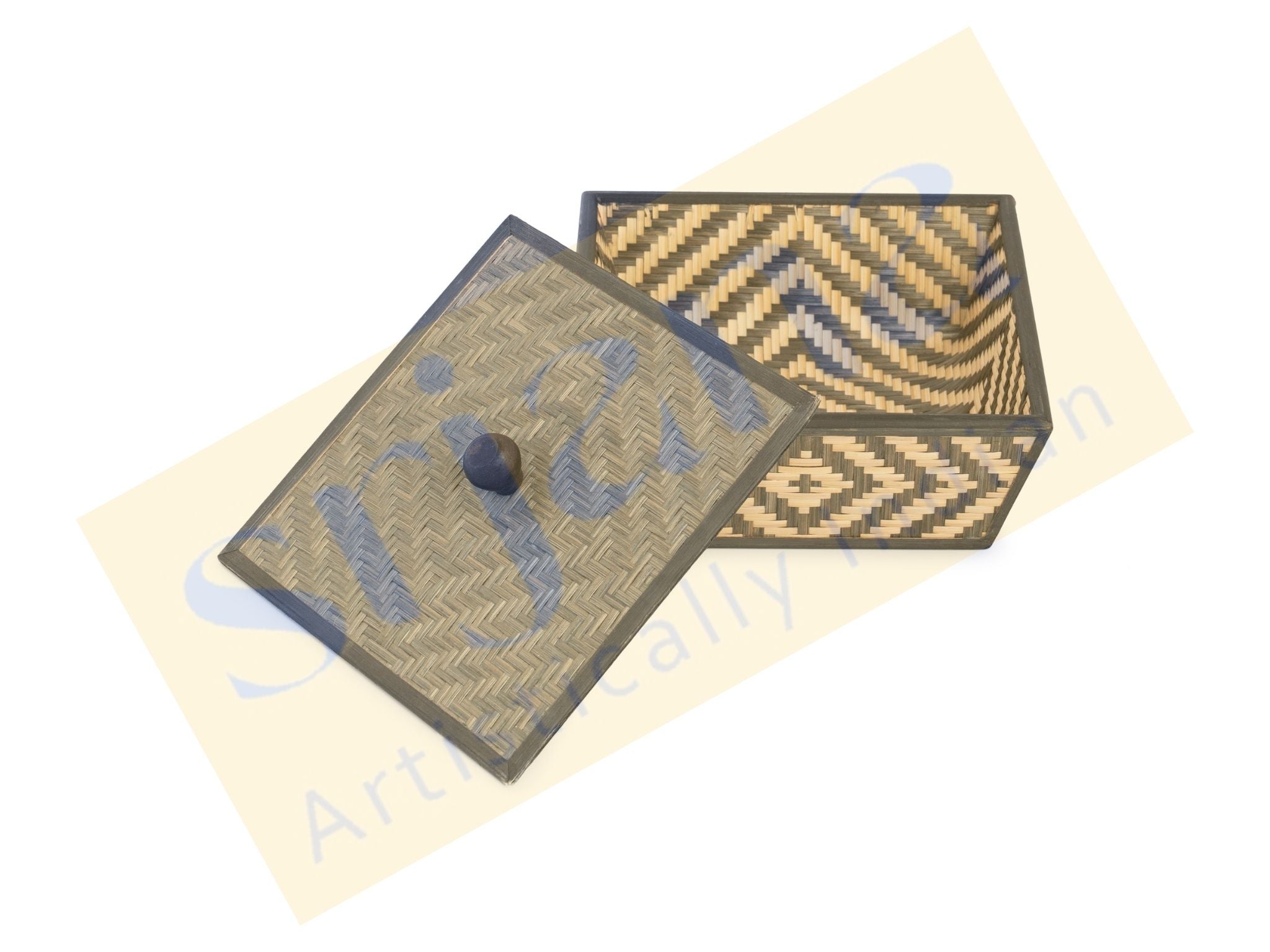 Bamboo Patterned Square Box With Lid