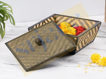 Bamboo Patterned Square Box With Lid