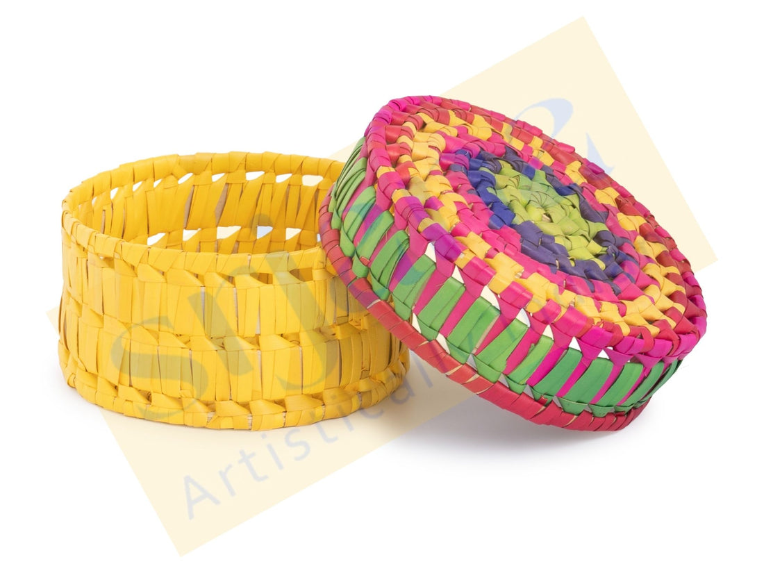 Handwoven Colorful Round Basket