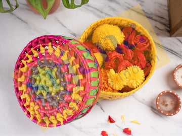 Handwoven Colorful Round Basket