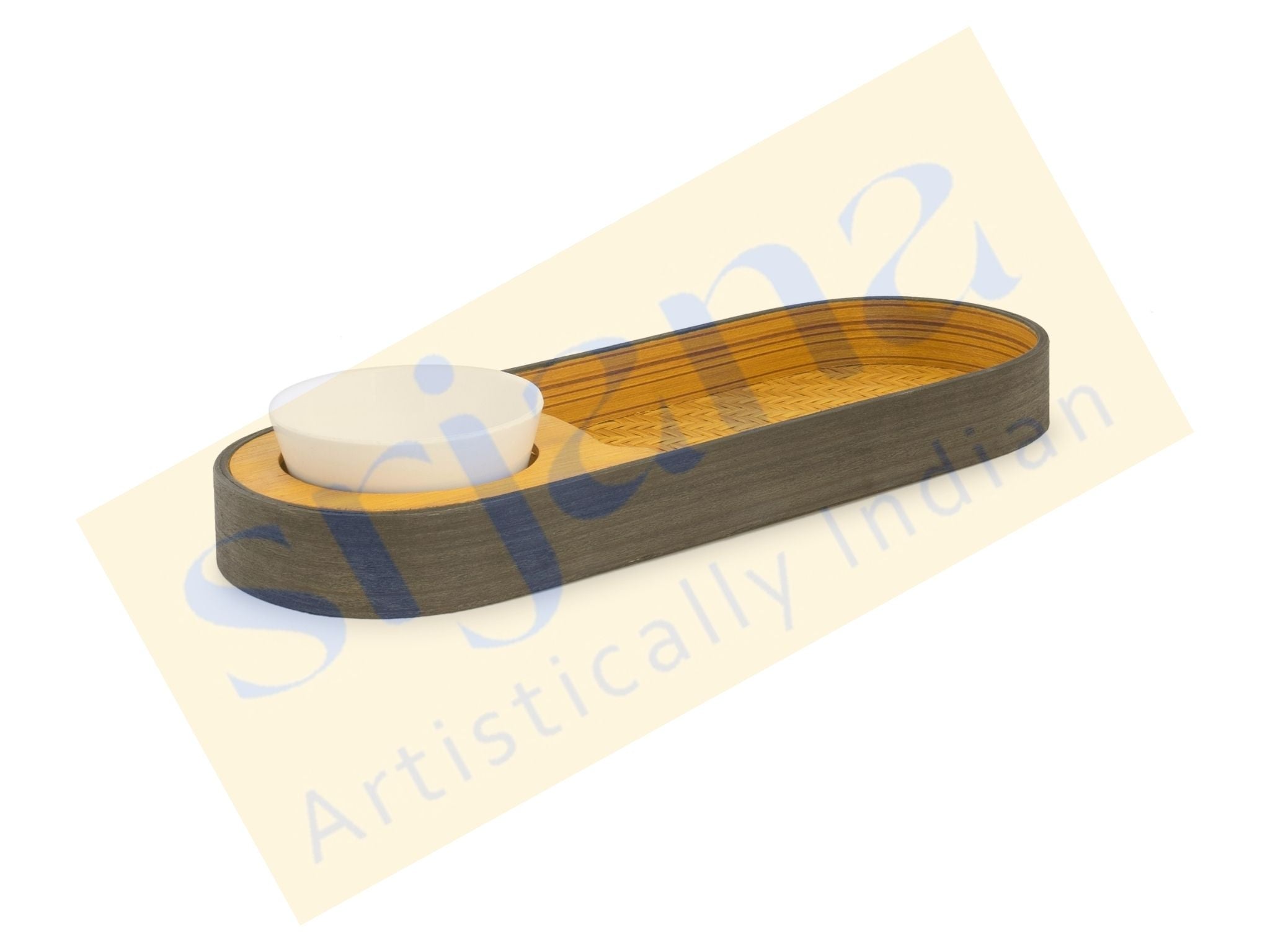 Bamboo Oval Snacks Platter With Bowl