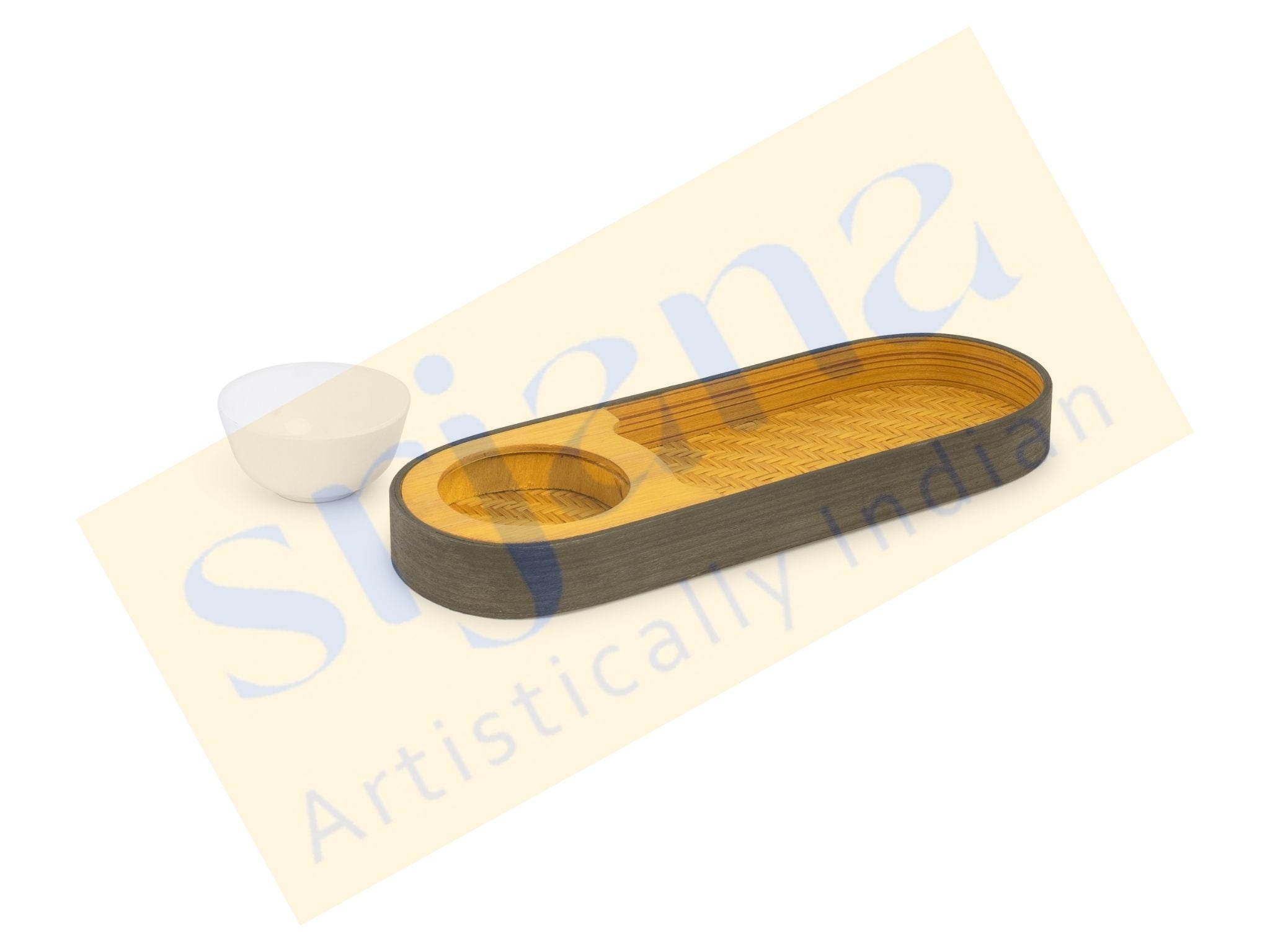 Bamboo Oval Snacks Platter With Bowl
