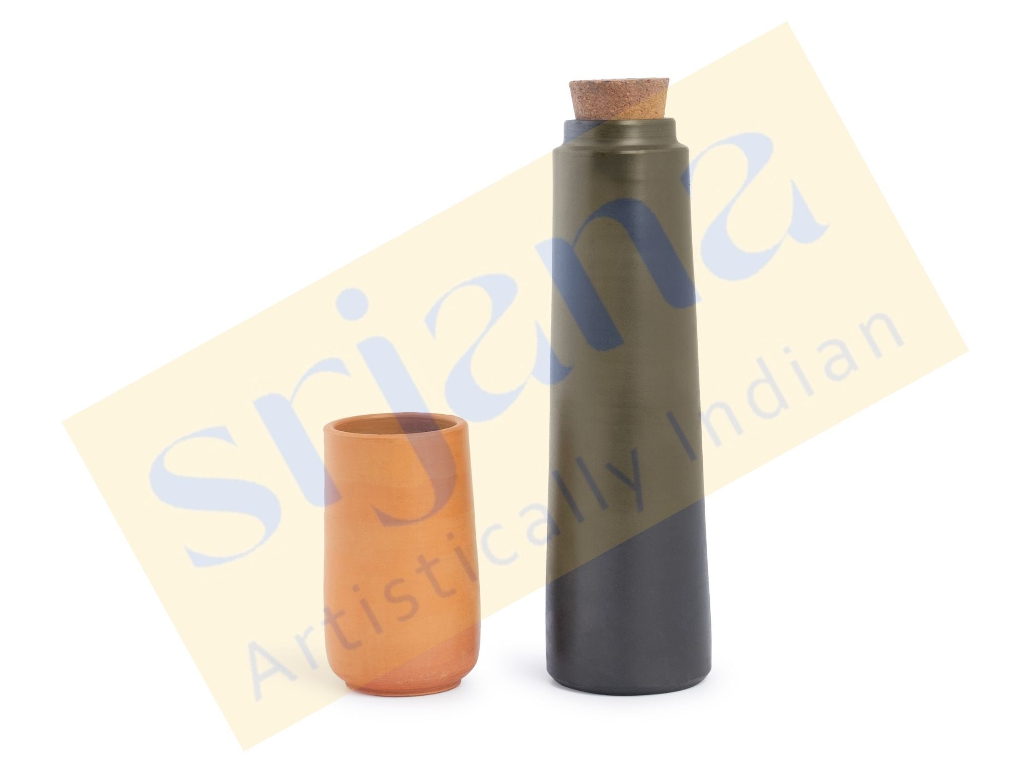 Terracotta Black Bottle with Tumbler