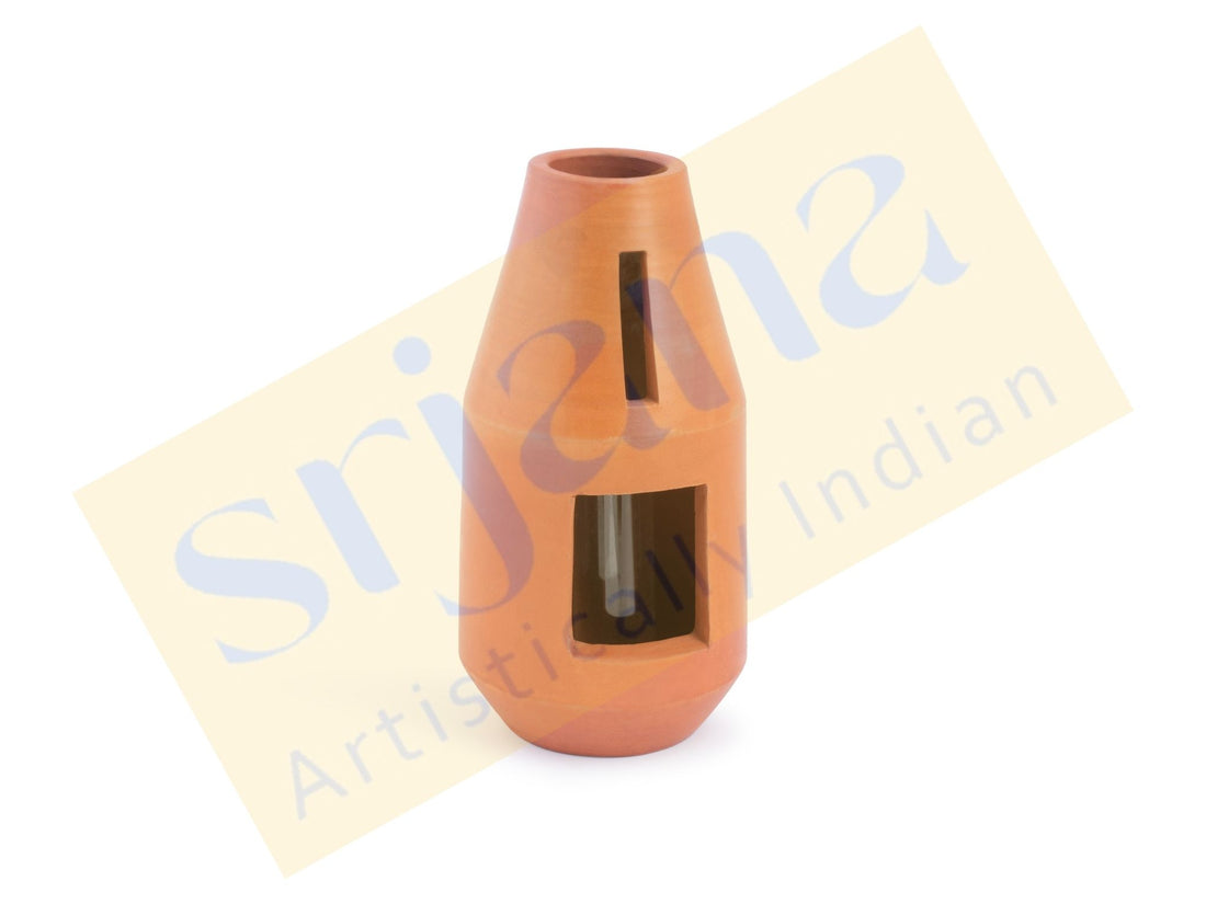 Terracotta Bottle-Shaped Indoor Planter with Glass Tube