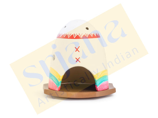 Handpainted Terracotta T-Light & Incense Stick Holder