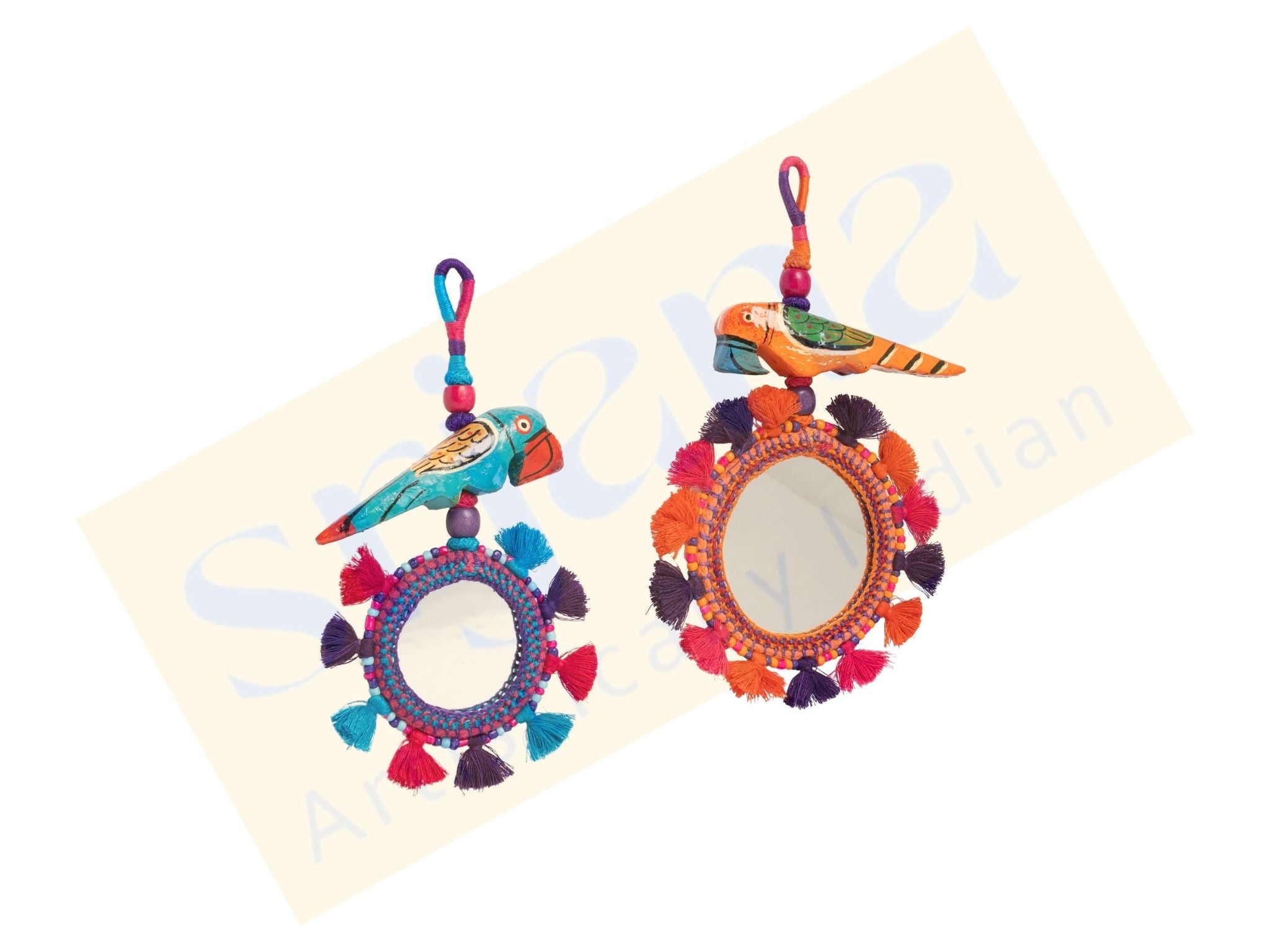 Thread & Bead Tassel Keychain with Mirror