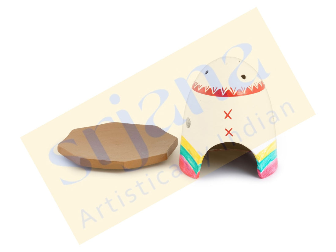 Handpainted Terracotta T-Light & Incense Stick Holder
