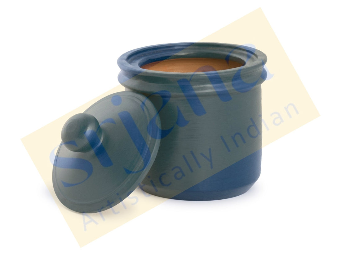 Handcrafted Terracotta Cylindrical Jar with Lid