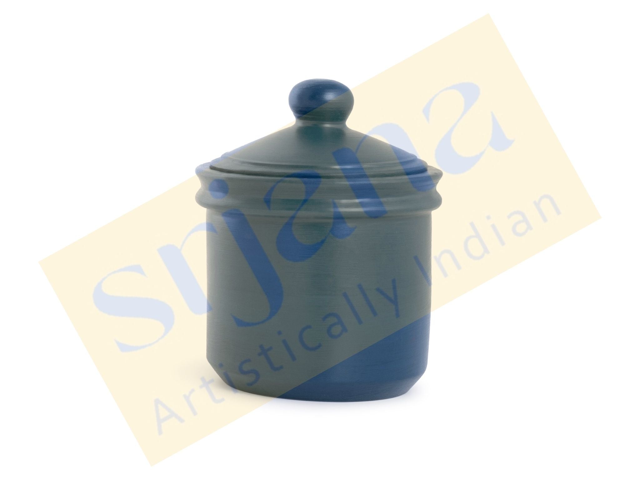 Handcrafted Terracotta Cylindrical Jar with Lid