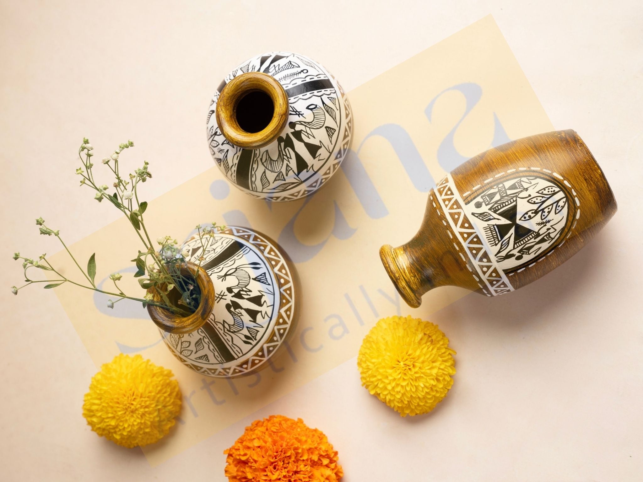 Hand-Painted Terracotta Vase