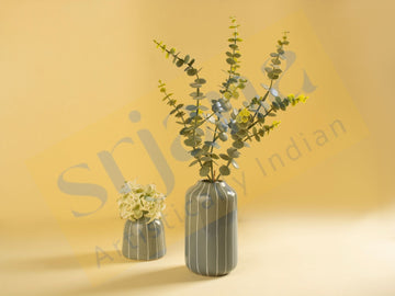 Striped Ceramic Planter Pair