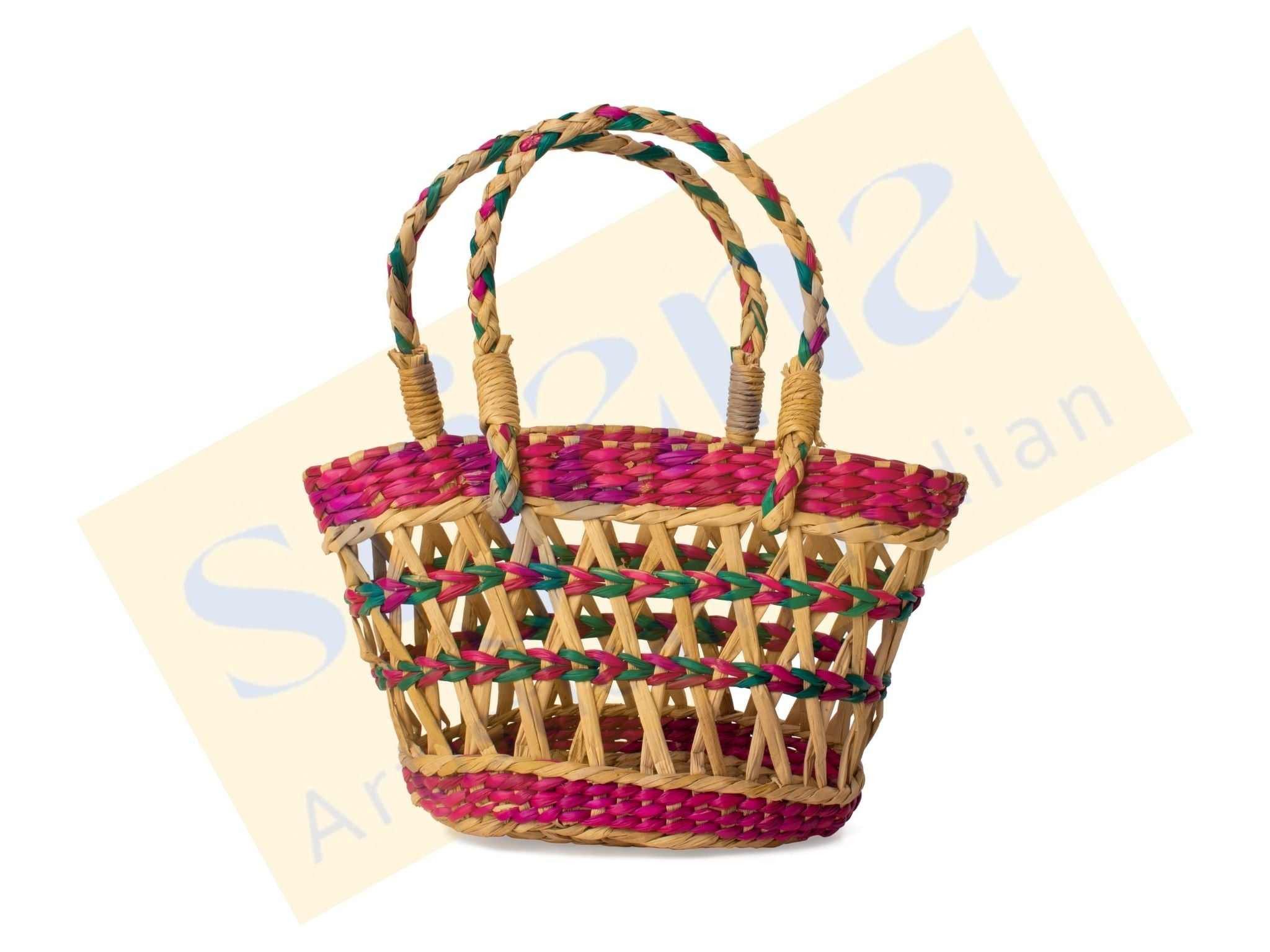 Colorful Kauna Grass Hand Held Basket
