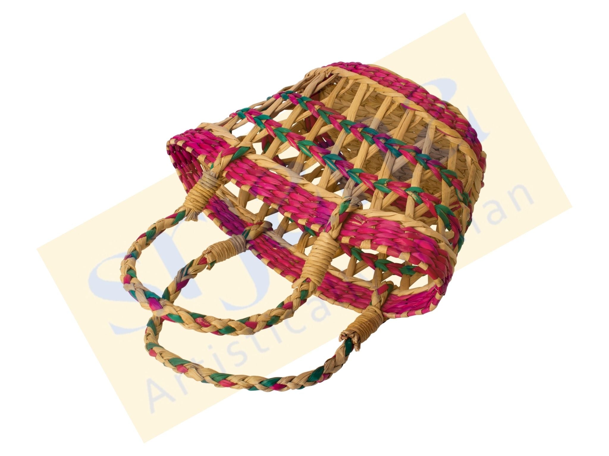 Colorful Kauna Grass Hand Held Basket