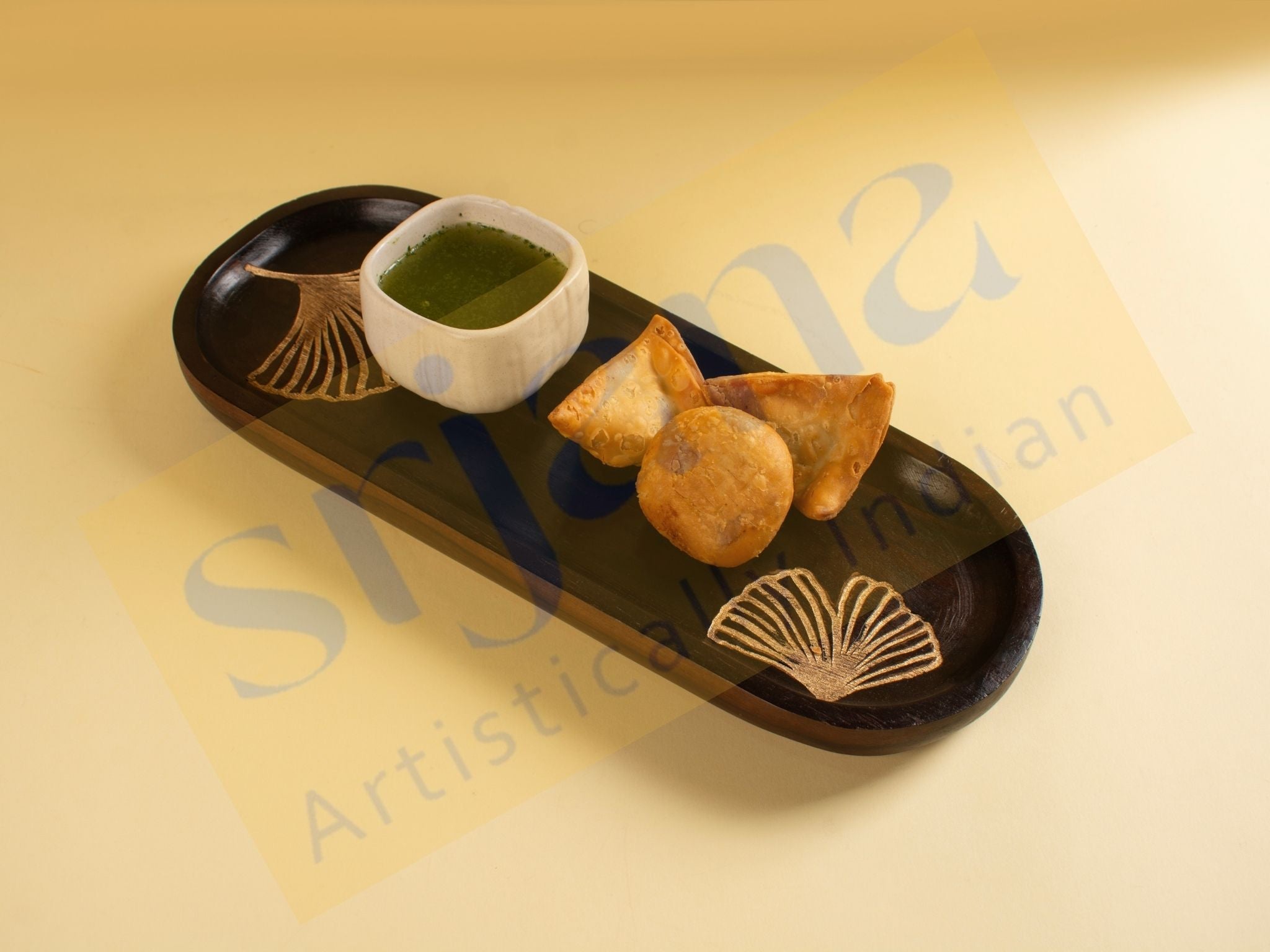 Wooden Snack Tray With Laser Cut Flower