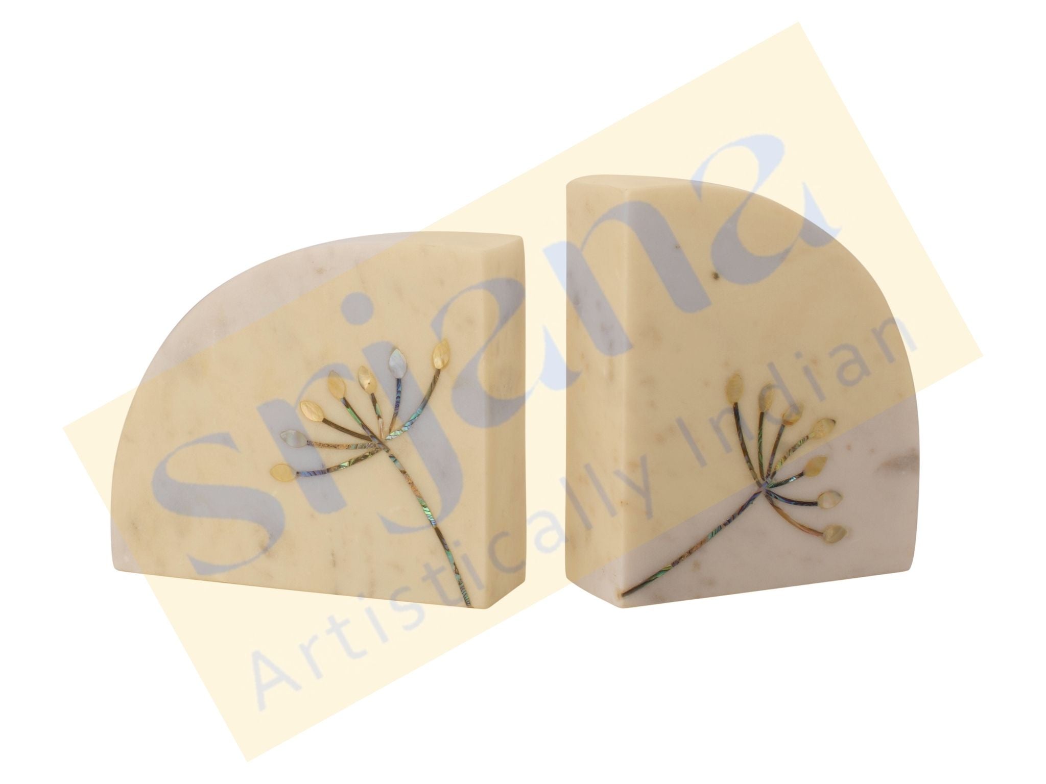 Marble Bookends With Mother of Pearl Inlay Work