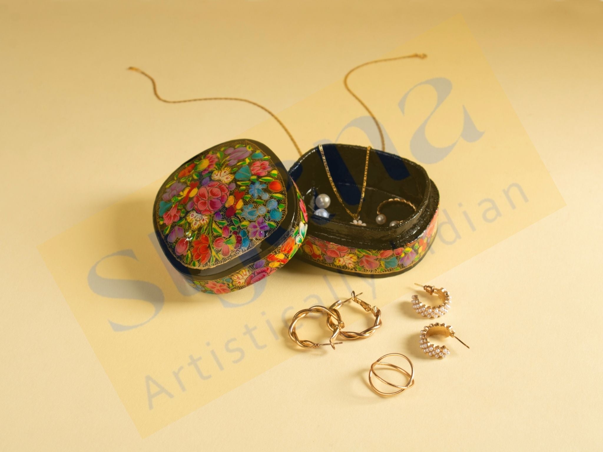 Hand Painted Paper Mache Box