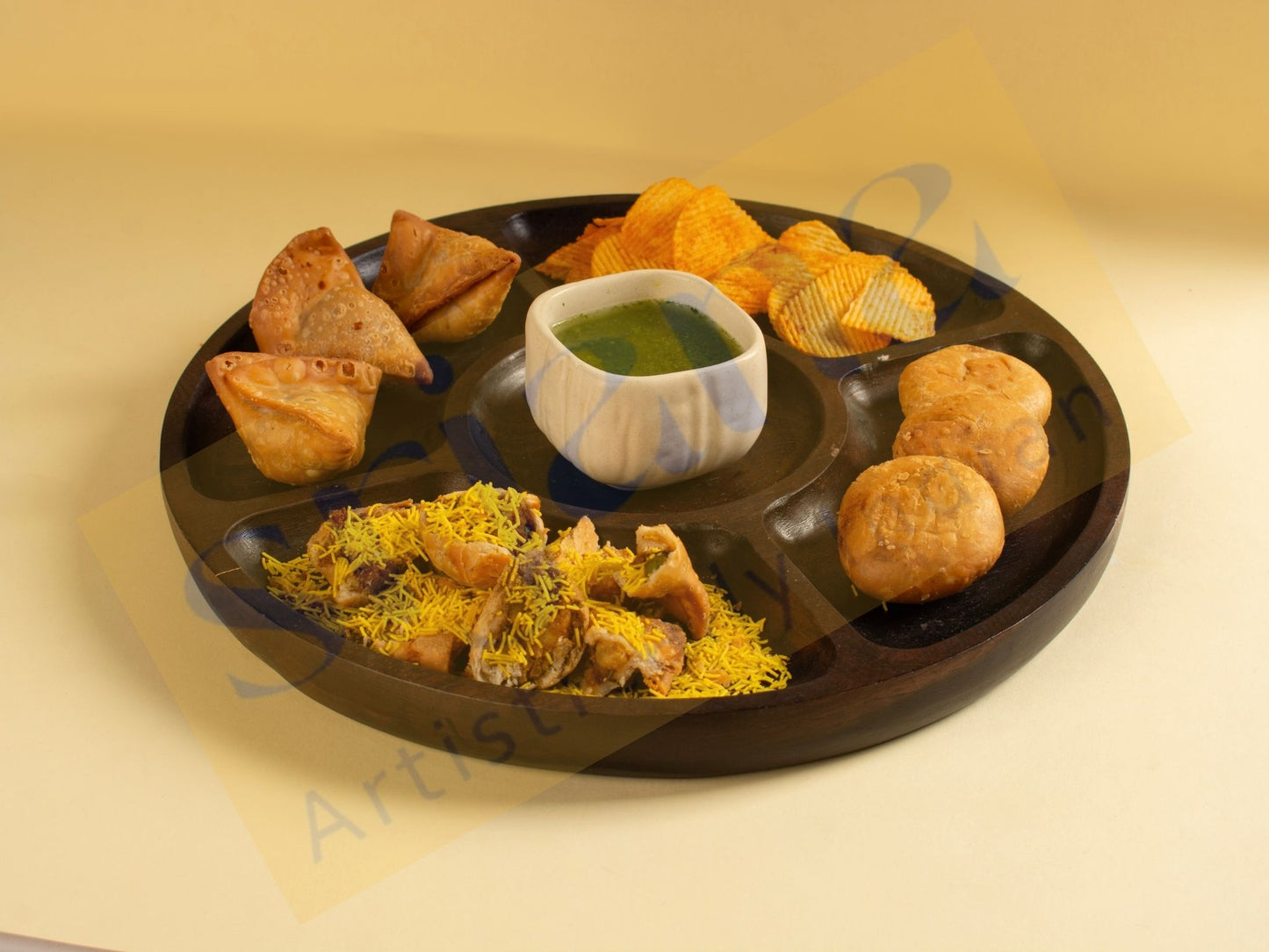 Wooden Snack Tray With Sections