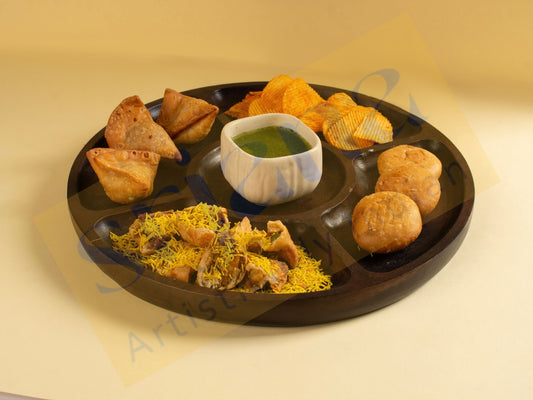 Wooden Snack Tray With Sections