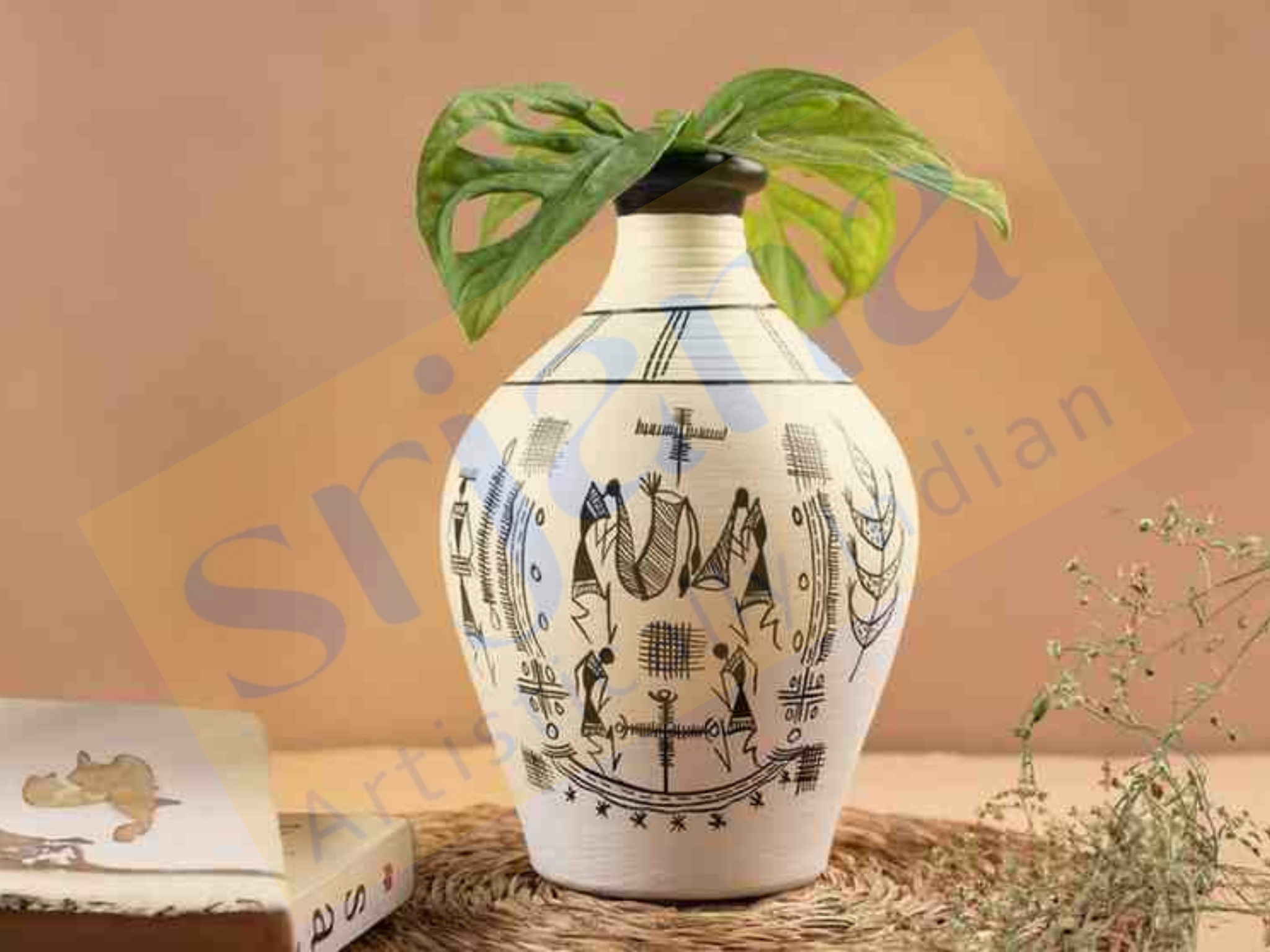 Handcrafted Terracotta Hand-Painted Vase