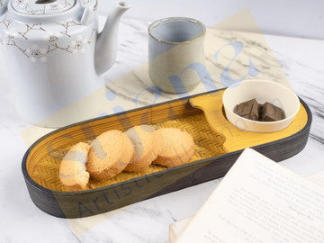Bamboo Oval Snacks Platter With Bowl