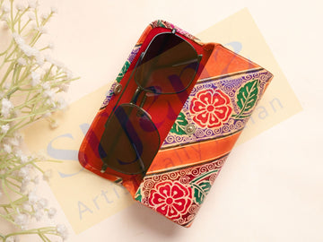 Handcrafted Leather Embossed Sunglasses Cover
