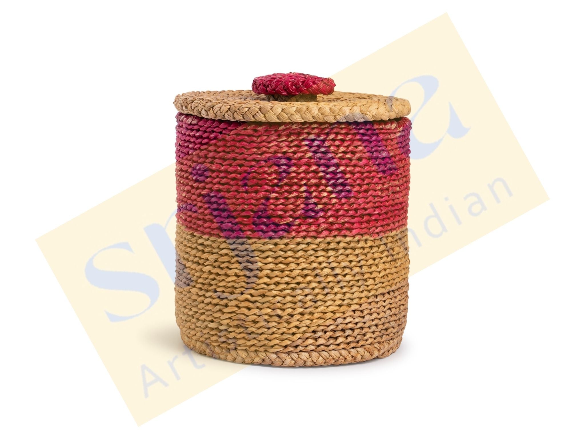 Handwoven Hogla Grass Cylindrical Basket
