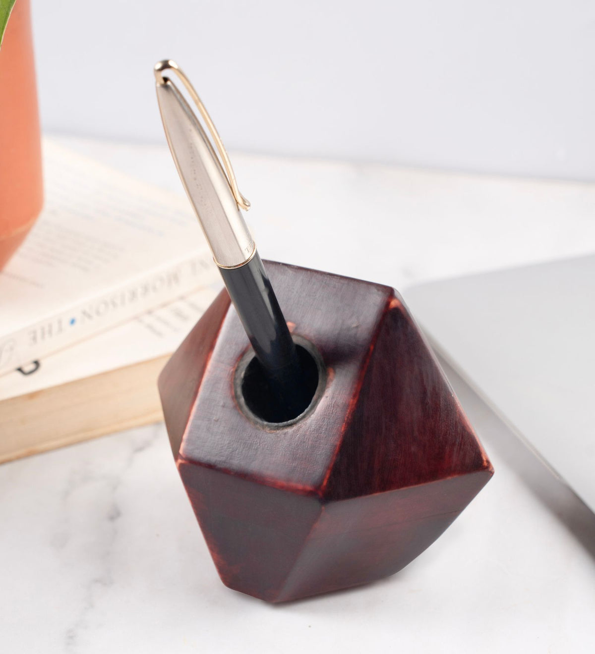Geometric Wooden Pen Holder