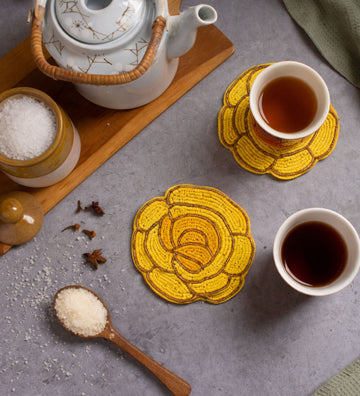 Beaded Rose Shaped Coasters (Set of 2/Pair)