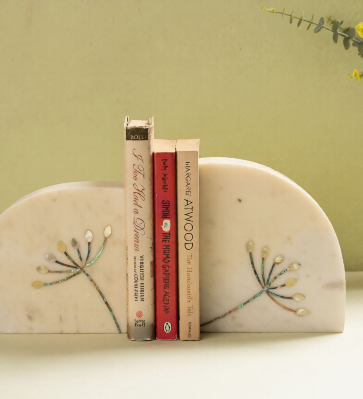 Marble Bookends With Mother of Pearl Inlay Work