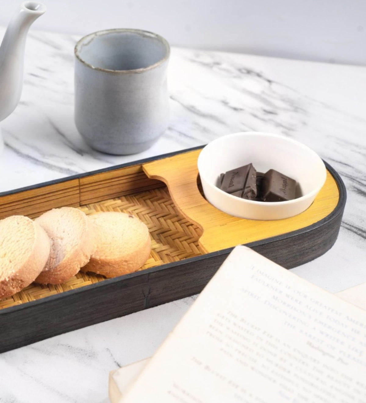 Bamboo Oval Snacks Platter With Bowl