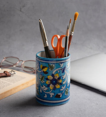 Blue Pottery Pen Stand
