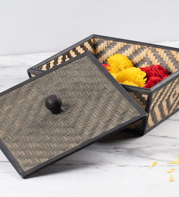 Bamboo Patterned Square Box With Lid