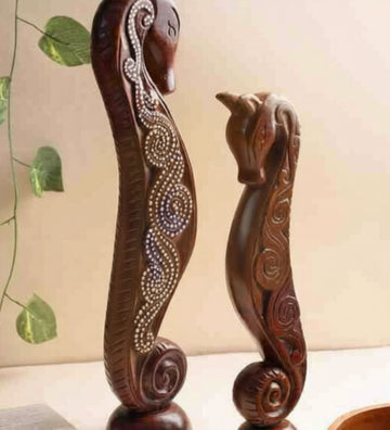 Mango Wood Seahorse Décor Pair