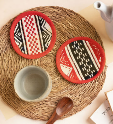 Toda Hand-Embroidered Round Coasters (Set of 2/Pair)
