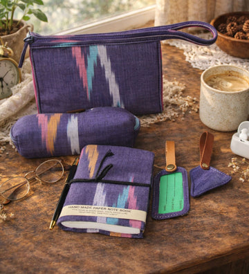 Travel Cum Organizer Kit – Purple Ikkat Edition