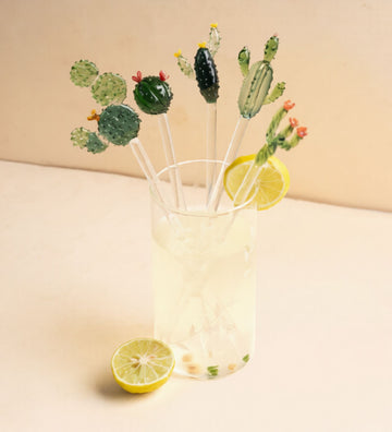 Cactus Glass Stirrers (Set of 6 Pcs)