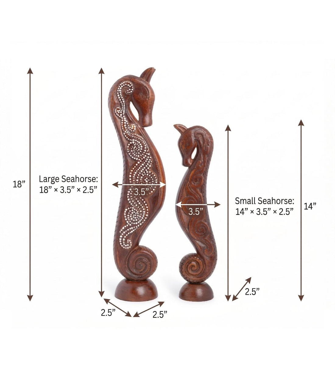 Mango Wood Seahorse Décor Pair
