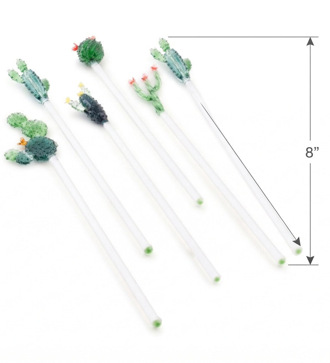 Cactus Glass Stirrers (Set of 6 Pcs)