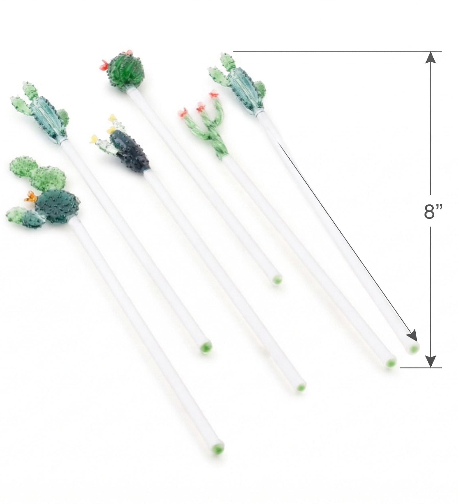 Cactus Glass Stirrers (Set of 6 Pcs)