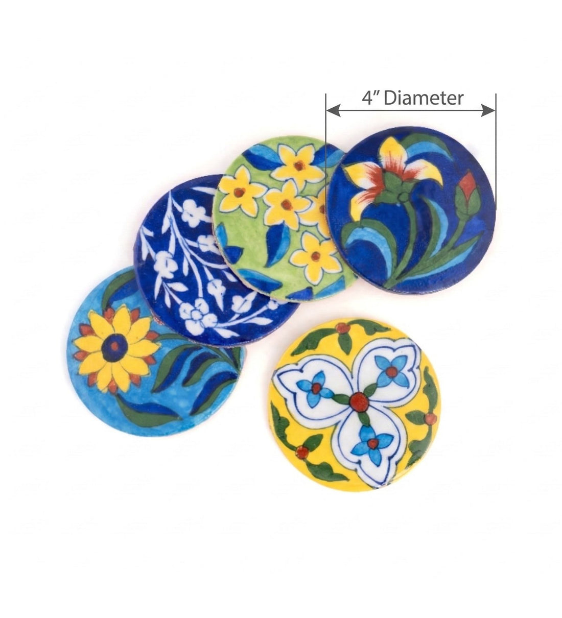 Blue Pottery Coasters (Set of 5)
