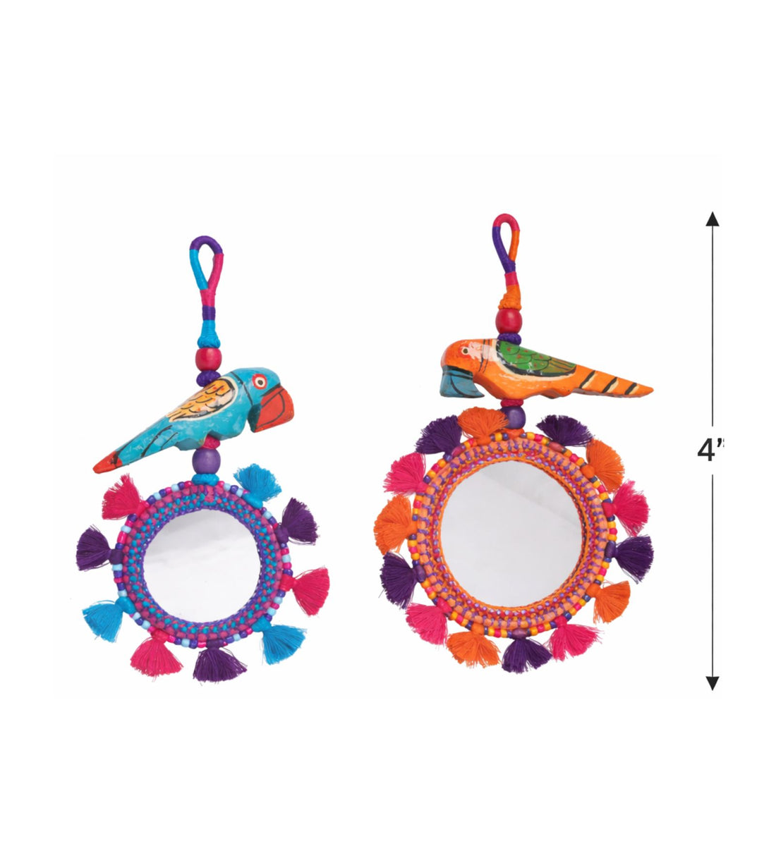 Thread & Bead Tassel Keychain with Mirror