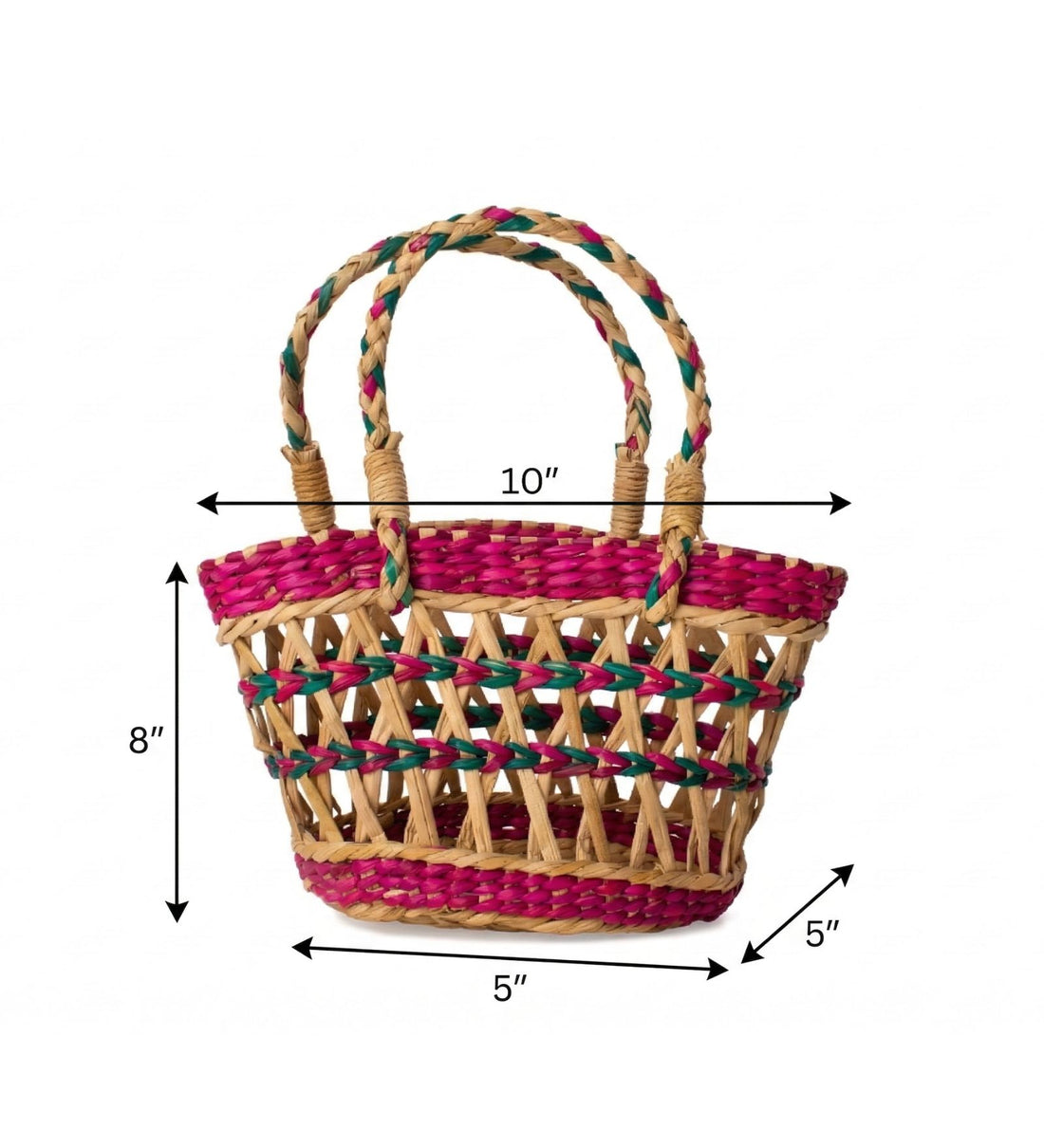 Colorful Kauna Grass Hand Held Basket