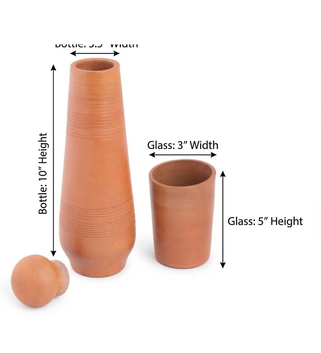 Terracotta Bottle with Lid & Tumbler