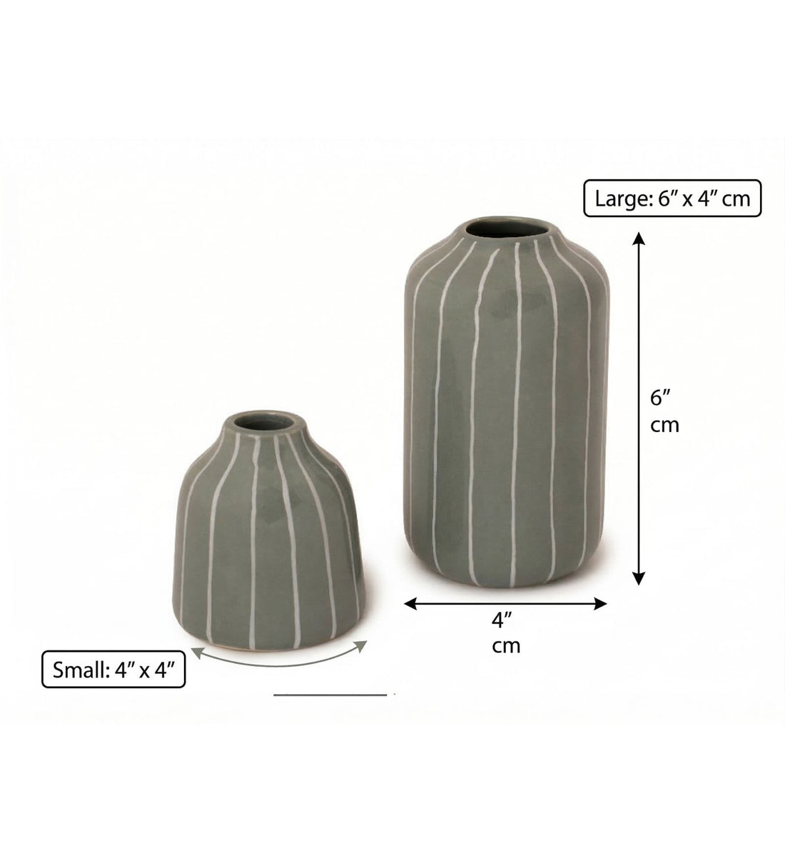 Striped Ceramic Planter (Set of 2/Pair)