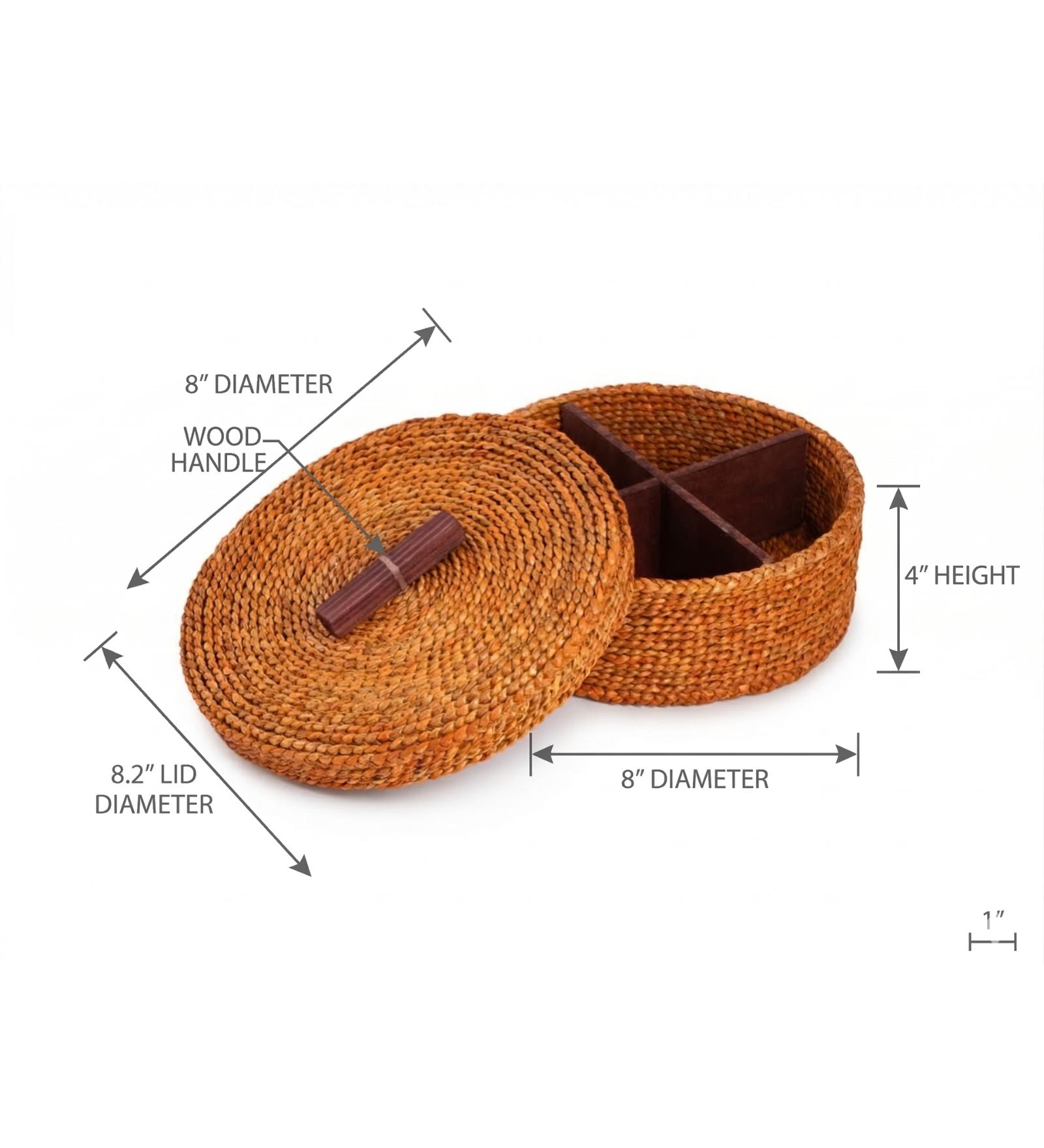 Handwoven Hogla Grass Partition Box with Lid