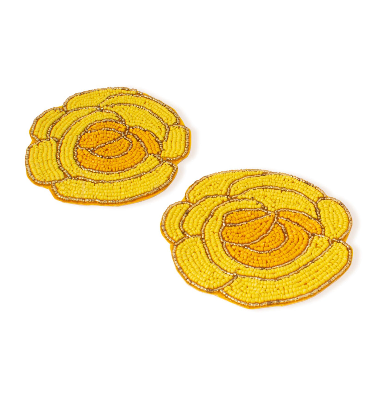 Beaded Rose Shaped Coasters (Set of 2/Pair)