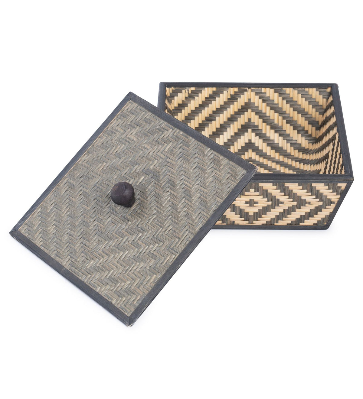 Bamboo Patterned Square Box With Lid