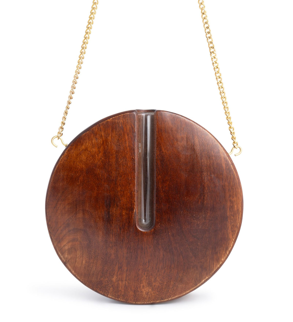 Elegant Wooden Round Hanging Planter with Glass Tube & Sling Chain